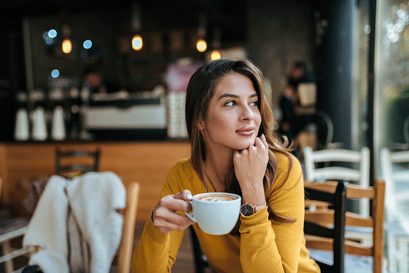 Lady enjoying a cups of coffee. Office Coffee, Peets, Starbucks, Green Mountain, Keurig, K Cups, K-Cups, Folgers, Maxwell House, Drip, Whole Coffee Beans, Coffee distributor